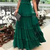 Casual Dresses Green Tulle Spaghetti Strap Womens Dress Elegant Party Evening Sleeveless Sexy Long Pleated Ruffles Maxi Summer