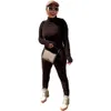 Bolhas de bolha no atacado Meninas mais tamanhos 2xl Rompers de manga longa z￭per casual bodycon macac￣o roupas de primavera roupas de uma pe￧a macac￣o macac￣o leggings s￳lidos 8419