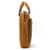 Bortkörningar läderväskor för män portfölj 14-in laptop väska affär handväska 2023 kontor mäns verkställande messenger