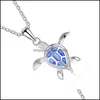 Подвесные ожерелья милые синие опальные ожерелье Подарки для женщин свадебные украшения Beautif PendateTurtles Drop Delief Dhi4b