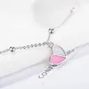 Link Bracelets Green/pink Drop Glaze Love Heart For Women 2023 Trendy Fashion Cute Female Jewelry Party Gift Girls Chain