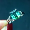 Cluster Rings Fine Jewelry Real 18K White Gold AU750 Natural Green Tourmaline 2.6ct Gemstone Male Brazil Origin For Men Gift