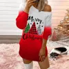 Lässige Kleider Weihnachtsfeier Herbst Winter Frauen Weihnachten Weihnachtsmann Mini Kleid Langarm O Hals Bodycon Vestidos