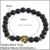 Charm Armbänder Charms für Männer vergoldet Buddha Leo Löwenkopf Armband Schwarz Lava Naturstein Perlen Drop Lieferung Schmuck Dh1Hj