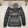 Women's Down Parkas Brand Puffer Jacket Winter Women Natural Fur Collar Slim Belt White Duck Feather Coat Mujer 230111