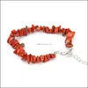 Charm Bracelets Natural Gem Stone Bracelet Irregar Crystal Stretch Chip Beads Link Chain Bangles Quartz Wristband For Women Drop Del Dh0Tv