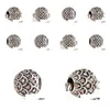 Srebrny 925 sier luźne koraliki brzoskwinie kryształowy okrągły dziura fit europejski urok pandora bransoletka