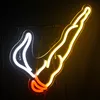 Decorative Objects Figurines Wangxing Smoking Cool Neon LEDpersonal gift Indoor Art Hanging Decorations For Festive Party Room Bar Restaurant Decoration 230111