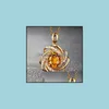 Pendant Necklaces Yellow Crystal Citrine Gemstones Diamonds For Women Gold Tone Choker Chain Jewelry Necklace Drop Delivery Pendants Dhi2M