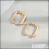 Hoop Huggie Minimalist Geometric Square Crystal Small Earrings For Women Fashion Gold Color Metal Earring Ear Buckle Jewelry Drop D Dh3Wt