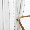 Curtain BILEEHOME Embroidered Half-Window Striped Sheer Curtains For Living Room Kitchen Tulle Window Treatment Drapes Panel