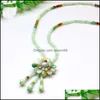 Подвесные ожерелья M JadeAgoods Sunflower Collese Jade Count Beads Свитер -цепь Женская ювелирные украшения подвесной кулон