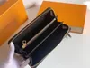 Fashion Luxury Designe rFashion women wallet Genuine Leather wallet single ZIPPER wallets lady ladies cards and coins long classical purse with box card 60017