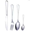 Flatware Sets Gold Silver Stainless Steel Food Grade Silverware Cutlery Set Utensils Include Knife Fork Spoon Teaspoon 0112