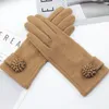 Cinq doigts gants 2023 accessoires pour femmes simple laine écran tactile dames fleurs décoratives cyclisme conduite chaude S621