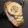 Armbanduhren Herren Skelettuhren Luxus Gold Mechanische Uhr Edelstahlband Automatik Arloji Pria Relojes