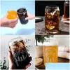 Water Bottles Usa Stock 16 Oz Sublimation Mugs With Bamboo Lid St Glass Tumblers Diy Blanks Clear Can Cups Heat Transfer Iced Coffee Dh4Cg