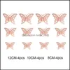 Stickers muraux 3D évider Golden Sier Butterfly Art Décorations pour la maison Stickers pour la fête de mariage 12Pcs / Lot Drop Delivery Garden Otxgo