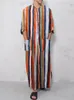 Ethnic Clothing Muslim Striped Men Jubba Thobe Saudi Arabia Pakistan Islamic Robe Eid Ramadan Dubai Musulmane Loose Casual Kaftans