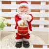 Kerstdecoraties Creative Electric Santa Claus zingen dansende muziekinstrument Jaar cadeau voor kinderen speelgoed Navidad Xmas Decor DHAW1