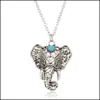 Pendant Necklaces Pendants For Women Turquoise Elephant Charm Chain Choker Jewelry Necklace Drop Delivery Dhtsn