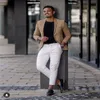 Ternos masculinos Blazers 2023 Moda Khaki calça branca