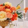 Flores decorativas combinar artificial rosas laranja queimadas com caixa de caule para o conjunto de peças centrais de buquê de noiva de casamento diy