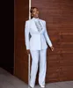 Spring White Fashion Women Pants Suits For Wedding Slim Fit Mother of the Bride Suit Evening Party Blazer Guest Wear 2 Pieces