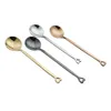 Spoons Stainless Steel Coffee Spoon Korean Style Heart Shaped Handle Round Mtifunction Ice Cream Dessert Tea Drop Delivery Home Gard Dhlbp