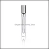 Verpakkingsflessen 10 ml vierkante mini Clear Glass Essentiële olie per fles Spray Atomizer Portable Travel Cosmetic Container Drop Lever otins