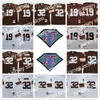 Football Jerseys Long sleeve Throwback Football 75th Anniversary 19 Bernie Kosar Jersey 1964 1986 Vintage 32 Jim Brown Mitchell and Ness Team Brown Color