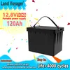 Land Voyager lifepo4 battery pack 12.8V 100AH 120AH with 100A BMS 4S1P 12V batteries suitable for cart UPS household appliances inverter generator and 14.6V10A