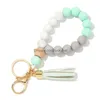 Porte-clés Longes 9 Couleurs En Bois Gland Perle Chaîne Bracelet Porte-clés De Qualité Alimentaire Sile Perles Bracelets Femmes Fille Porte-clés Poignet S Dhuka