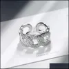 Bagues de bande exquise microincrustée cubique zircon chaîne anneau pour les femmes de luxe élégant 925 sterling sier ouverture doigt cadeau bijoux goutte ot1vb