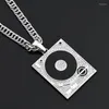 Pendant Necklaces Creative Vintage Zircon Gramophone Recorder Necklace Men Women Hip Hop Cool Rock Party Jewelry Gifts