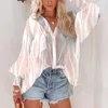 Dames blouses dames shirt losse lange mouw casual dames blouse single breasted down collar 2023 lente herfst mode tops vrouw