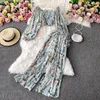 Frauen Zwei Stück Hosen Böhmischen Frauen Floral Chiffon Set Sexy Quadrat Kragen Kurzes Hemd Und Hohe Taille Weibliche 2 stücke Sommer 2023