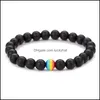 Beaded Black Stone Armband Gay Rainbow Armband Pride Friendship Jewelry Bästa vän Chakra eller White Natural Drop Delivery Dhre0