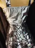Стадия носить серебряные лазерные зеркала Слинг мини -платье сексуальное блески танце