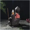 Koku lambaları El yapımı seramik lotus geri akışı Budist tütsü brülör tutucu sansür aromaterapi duman çubuğu bırakma teslimatı ev ga dh74c