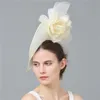 Basker retro fascinatorer fjädernät bröllop fascinator hatt klipp brud gift hårtillbehör parti pillbox 230112