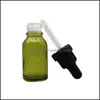 Bouteilles d'emballage Huile essentielle de verre vert olive par bouteille Pipette de réactif liquide Compte-gouttes avec bouchons à l'épreuve des enfants Drop Delivery Off Otarx
