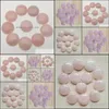 Stone Natural 20mm redondo contas soltas Face de cristal de quartzo rosa para brindes de anel de colar jóias fazendo entrega de queda dha2r