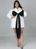 Robes de taille plus chemise blanche Repliez le collier long manches longues Femmes de fête d'anniversaire de soirée décontractée 4xl 5xl robes