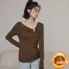 Women's T Shirts 2023 Women T-shirt Winter Fleece Lined Thickening Bottom Casual Shirt Top