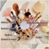 Makeup Brushes White Porous Holder Plastic Desktop Organizer Pen Storage Box Nail Polish Cosmetic Brush Holdermakeup Drop Delivery H Dhcmh