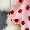 Robe de gaze super fée-fée française Paille de fraise en V Vilat de mode à col