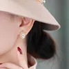 Серьги из пресноводной жемчужины S925 Серебряная игла Хрустальный эллипс ушные шпильки Lady/Girl Fashion Jewelr