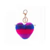 Keychains Lonyards Coup Cœur Pompoms Keychain Rainbow Balles en peluche Chaînes pour femmes ACCESSOIRES DES SAG CARRAGES CHEYRING DE MASE DE DHLO9