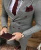 Men's Suits Double Breasted Suit Grey For Men Slim Fit 2 Piece Tuxedo Dinner Wedding Groom Bespoke F